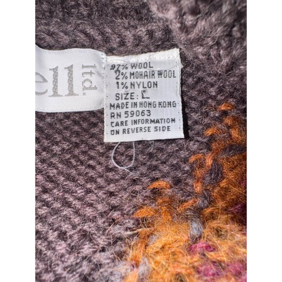 Vintage D. Terrell Ltd. 80s Y2K Boho Floral Cardigan Mohair Brown Wool Sweater - Picture 5 of 10